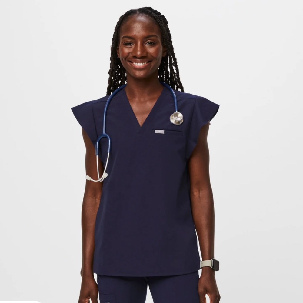 Figs Natal Flutter Sleeve Scrub Top XXL NWOT